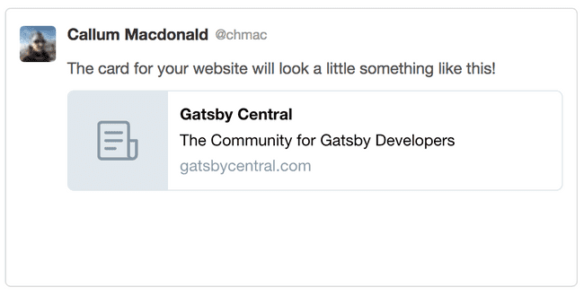 Gatsby Central twitter card